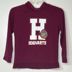 Harry Potter Hogwarts Pullover Hoodie Youth Kids XL Maroon Puff Yarn Hogwarts